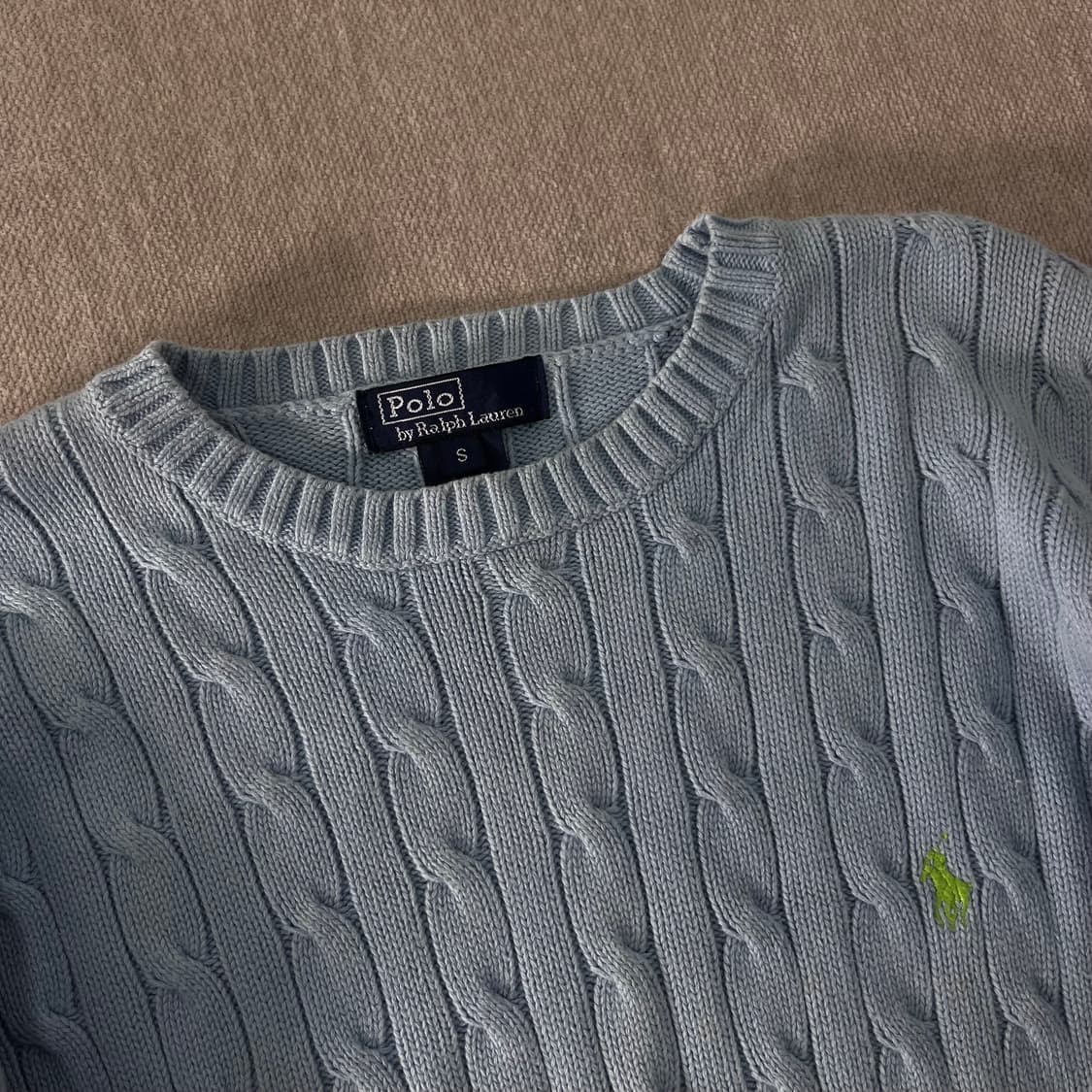 W 95 폴로랄프로렌 스카이블루 꽈배기 니트 상품이미지2