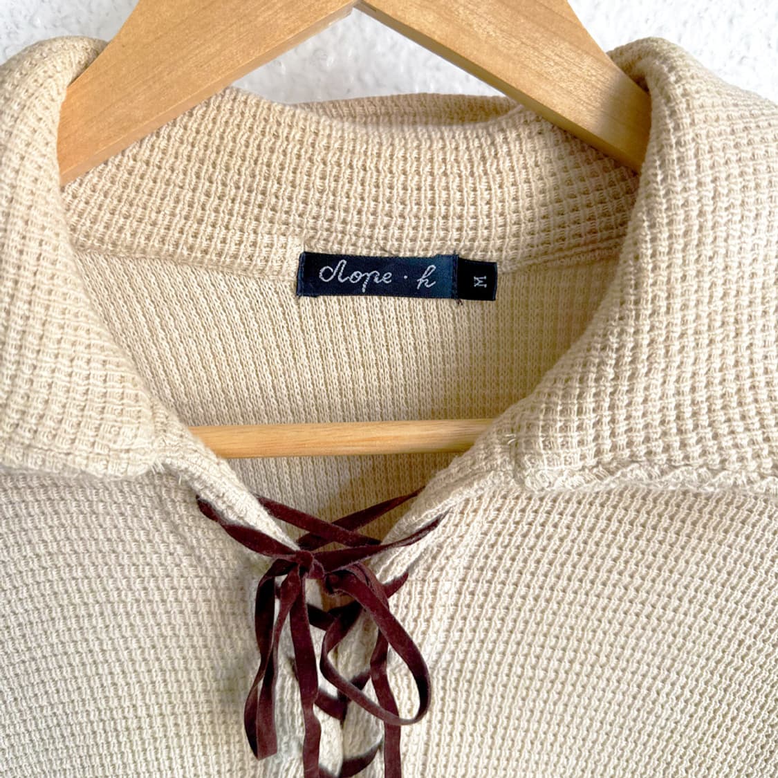 크림 와플 레이스업 니트 티 상품이미지2