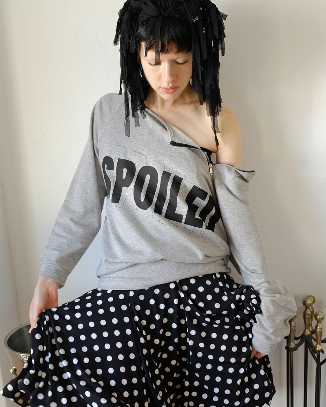 Justhaus ZIPPER BOAT NECK SWEAT 상품이미지3