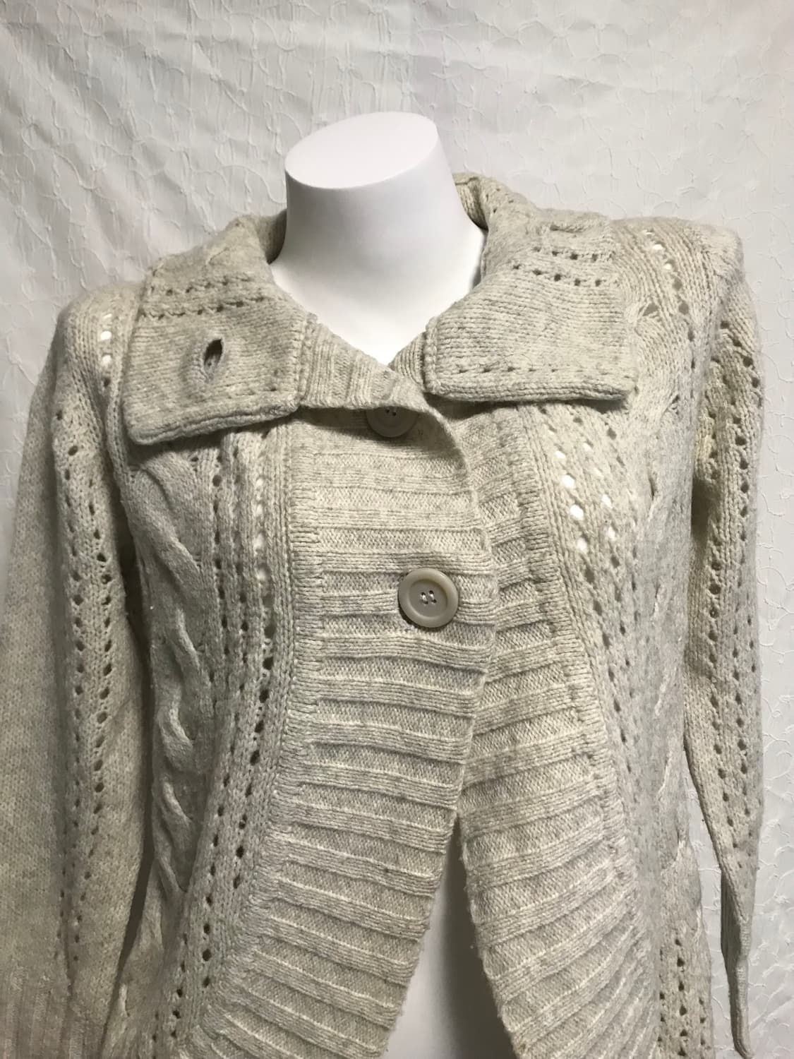 빈티지 니혼진 너드 사선 디자인 버튼 가디건 탑 상품이미지3