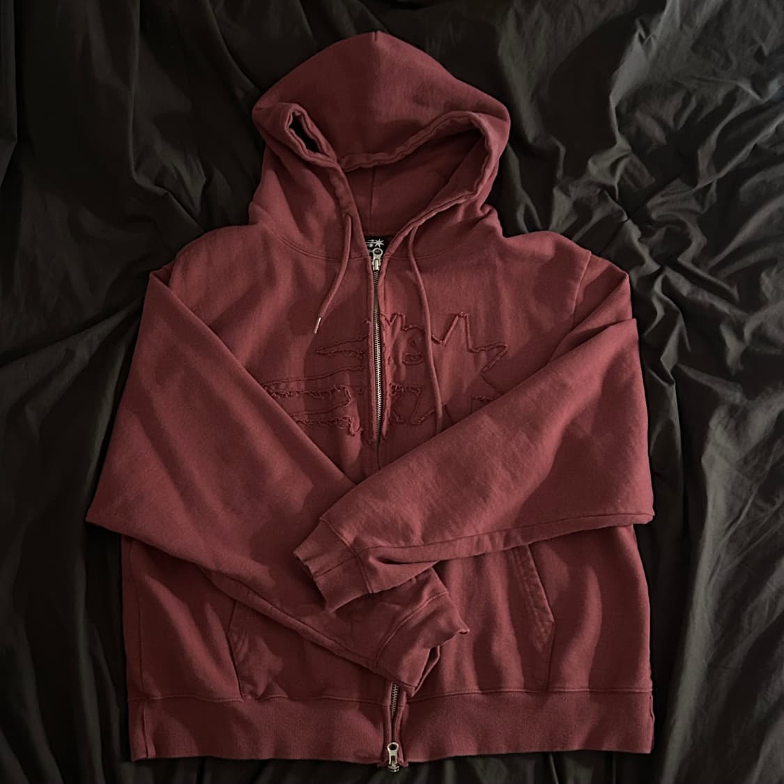 나이트고스트클럽 버건디 투웨이 후드티 3STAR LOGO ZIP HOOD 상품이미지3