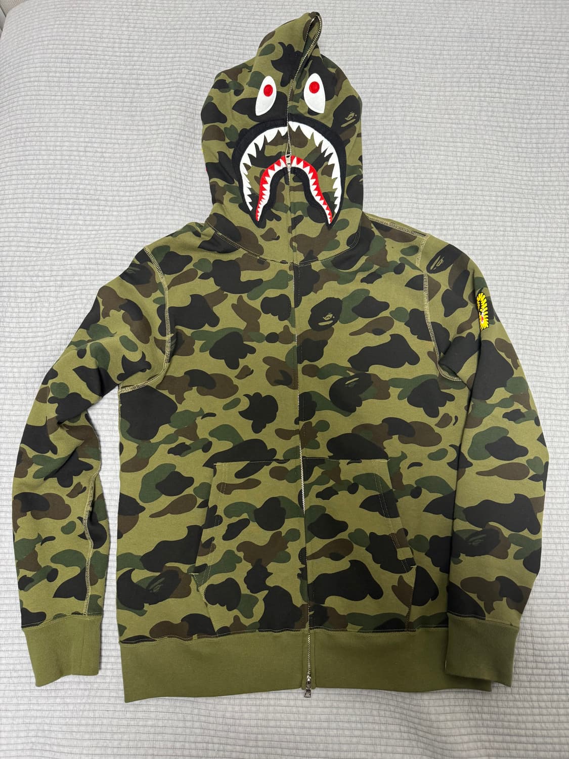 [L]베이프 PONR 퍼스트 카모 세컨드 샤크 풀 집 후드 그린 상품이미지2