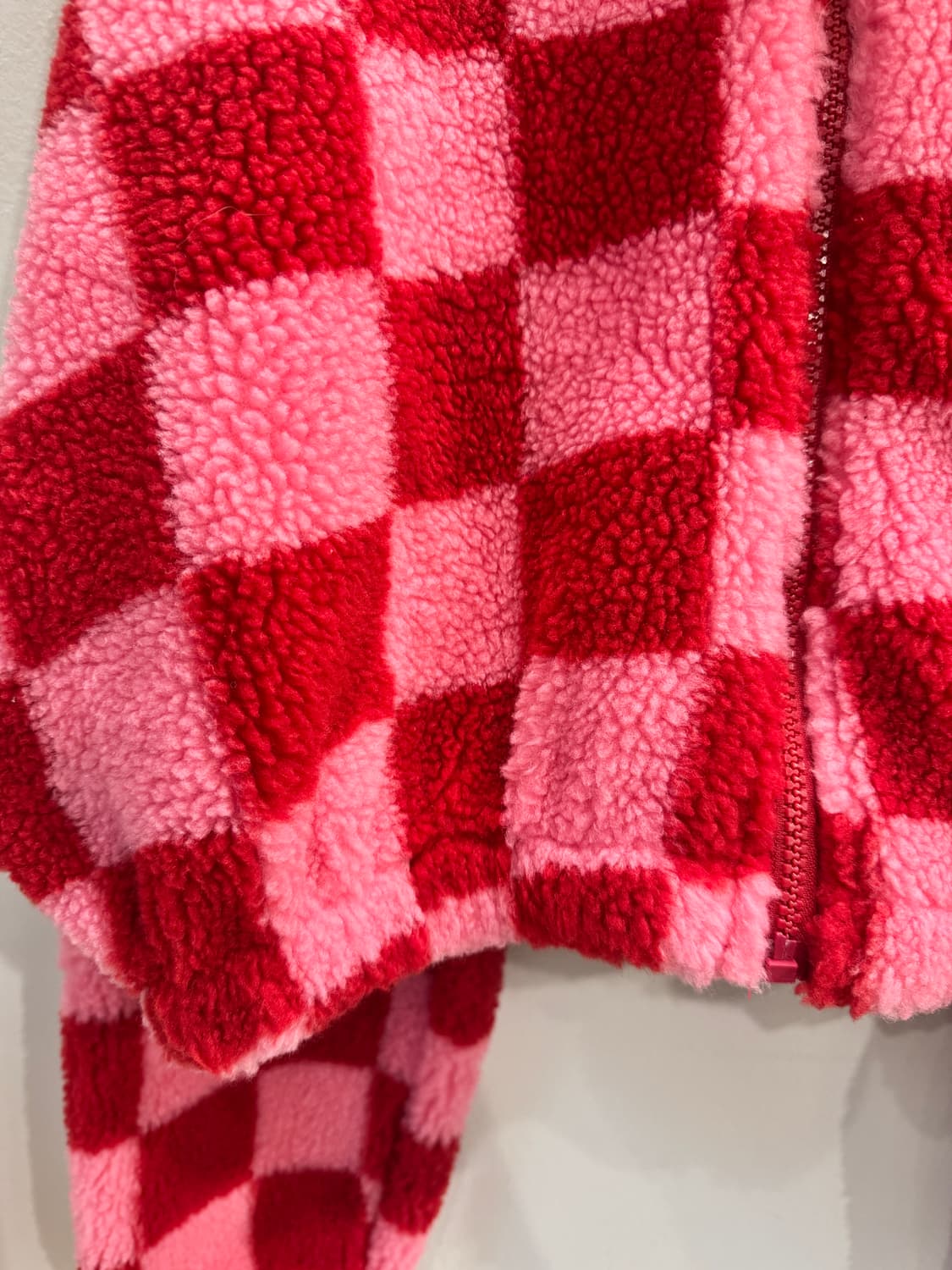 vintage 깅엄체크 뽀글이 크롭점퍼 상품이미지3