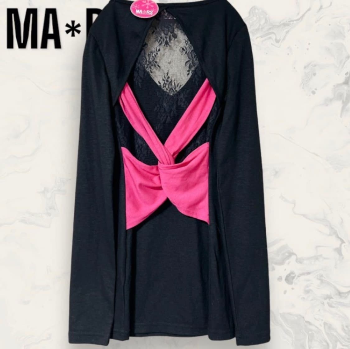 Mars 마즈 롱슬리브 백리본 시로키티 갸루 상품이미지2