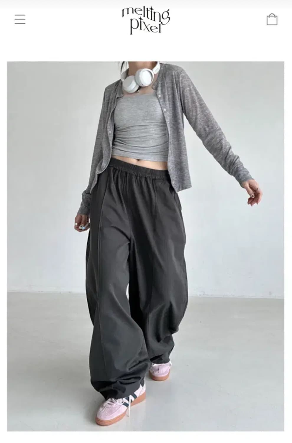 멜팅픽셀 시에스냅가디건 그레이 상품이미지1