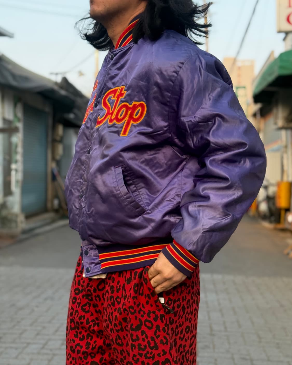 80‘s 빈티지 백 스탑 자수 새틴 자켓 105-107 상품이미지9