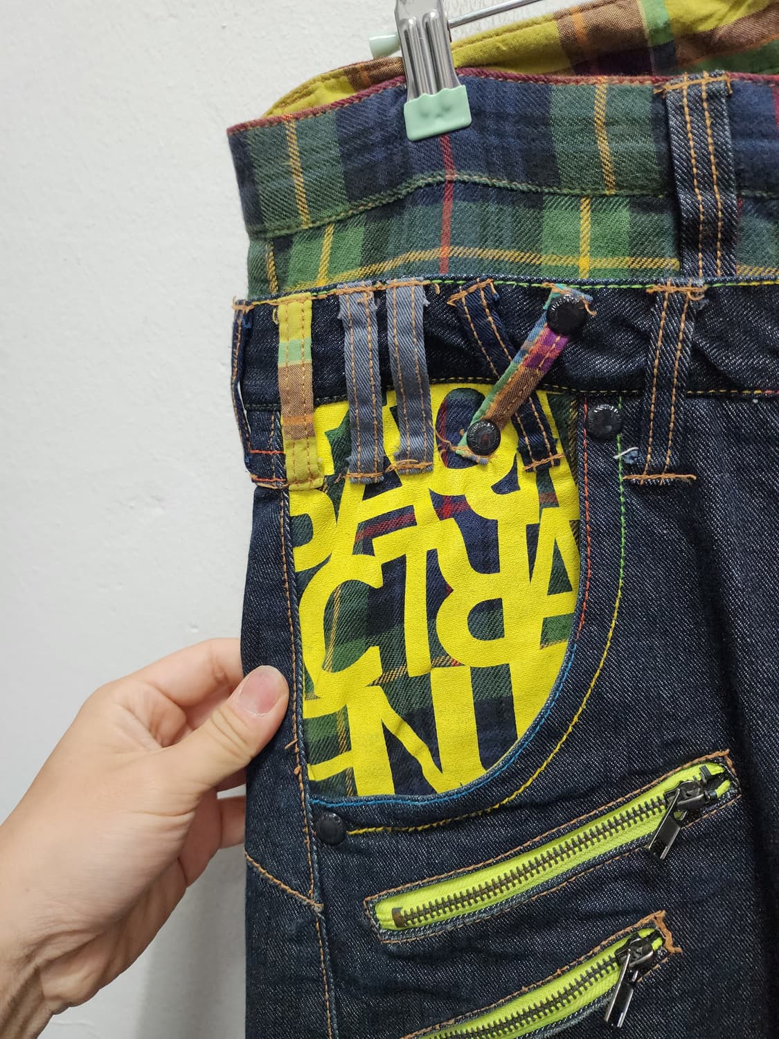 JPN 더블 웨이스트 레터링 데님팬츠 상품이미지5