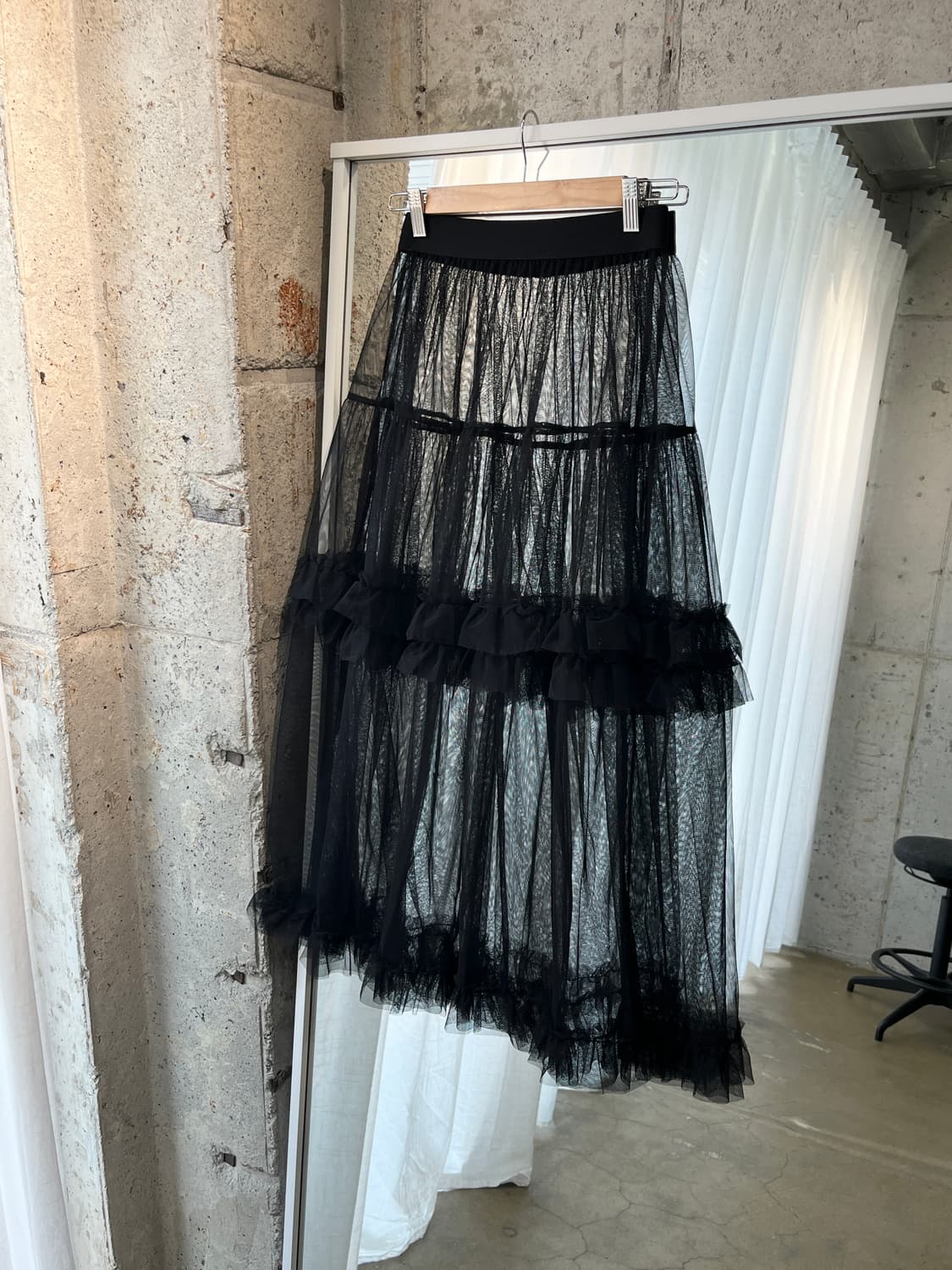 시스루 튤 스커트 블랙 상품이미지2