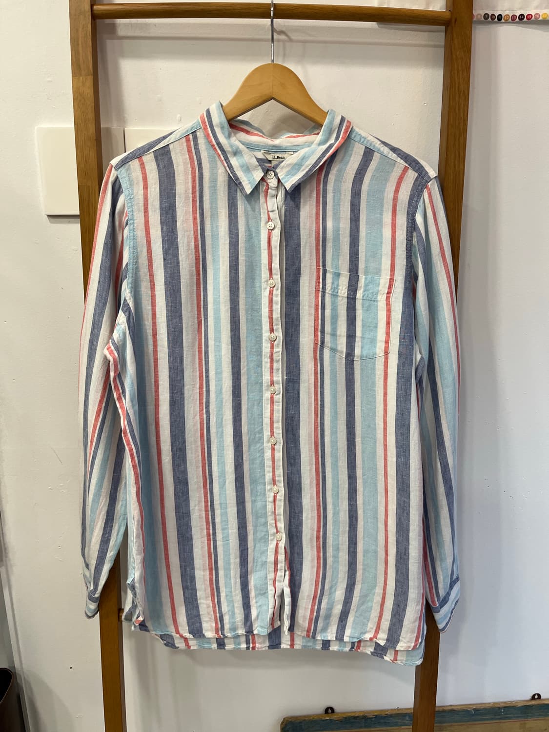 [XL] 엘엘빈(L.L.Bean) 100% 린넨 멀티 스트라이프 셔츠 상품이미지1