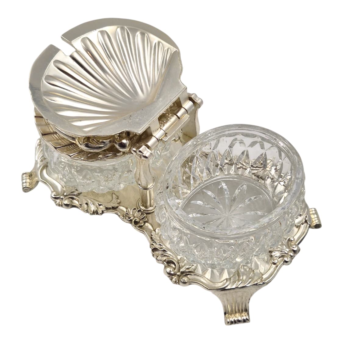 70s 엔틱 셸 무광 실버 크리스탈 슈가 세트 상품이미지2