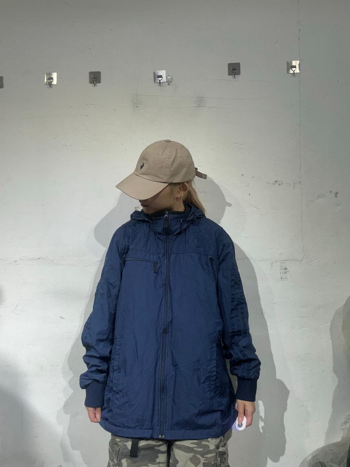 아디다스 네이비 오버핏 후드 바람막이 자켓 XL 상품이미지2