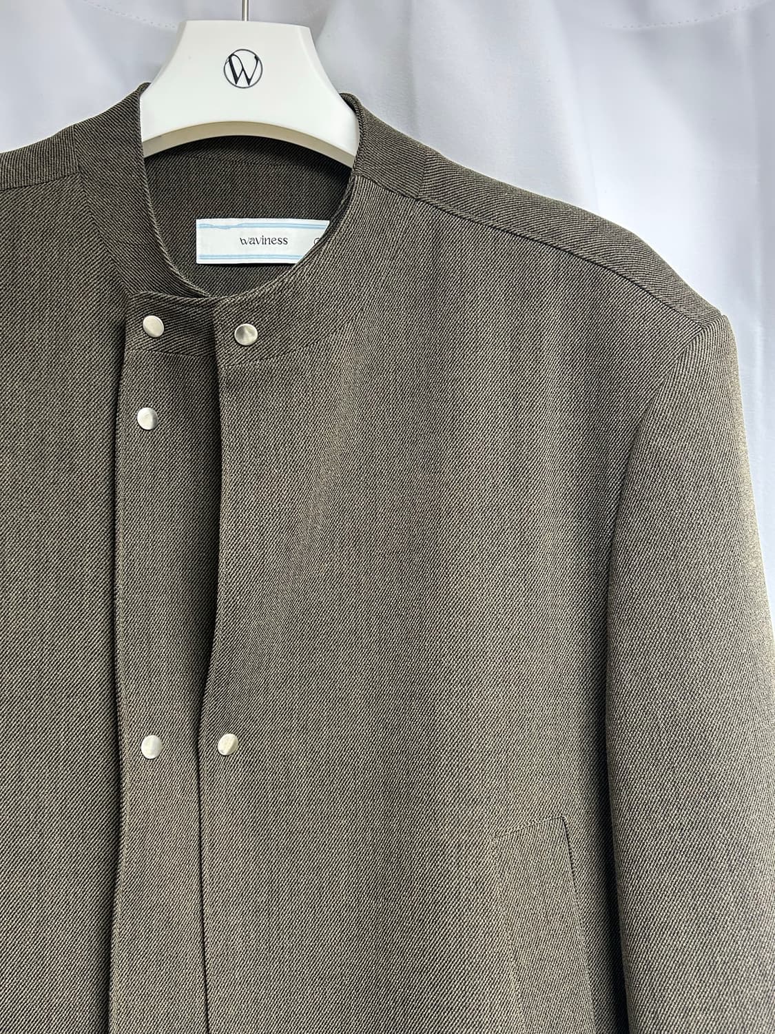 웨이비니스 앱 레이어드 울 레이서 자켓 카키 (1) 상품이미지3