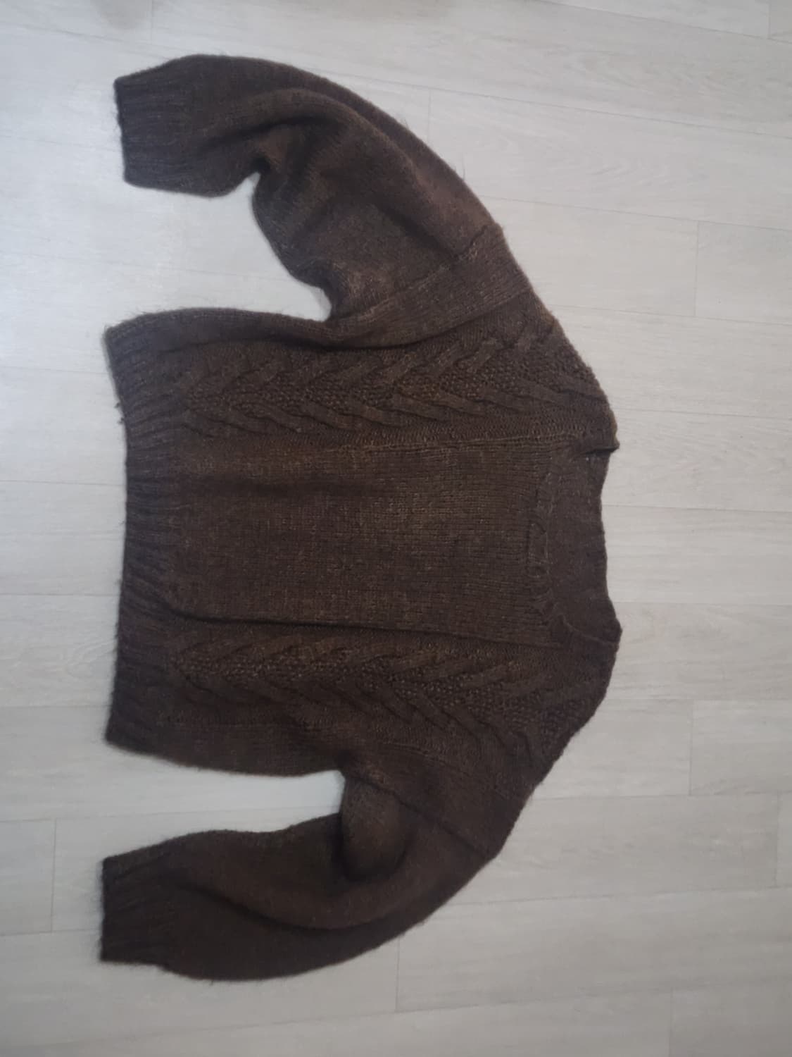 브라운 모리걸 하구미룩 케이블 니트 상품이미지3