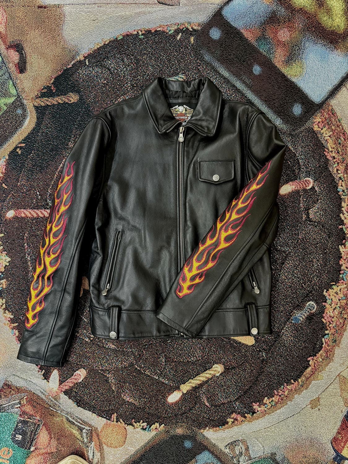 할리데이비슨 플레임 소가죽 라이더 레더 자켓 상품이미지1