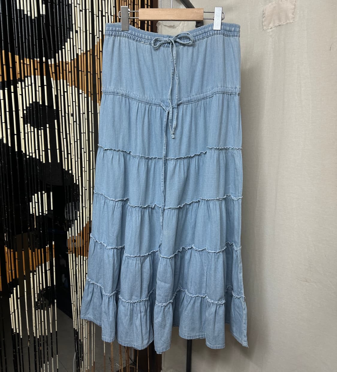denim tiered ruffle skirt 상품이미지1