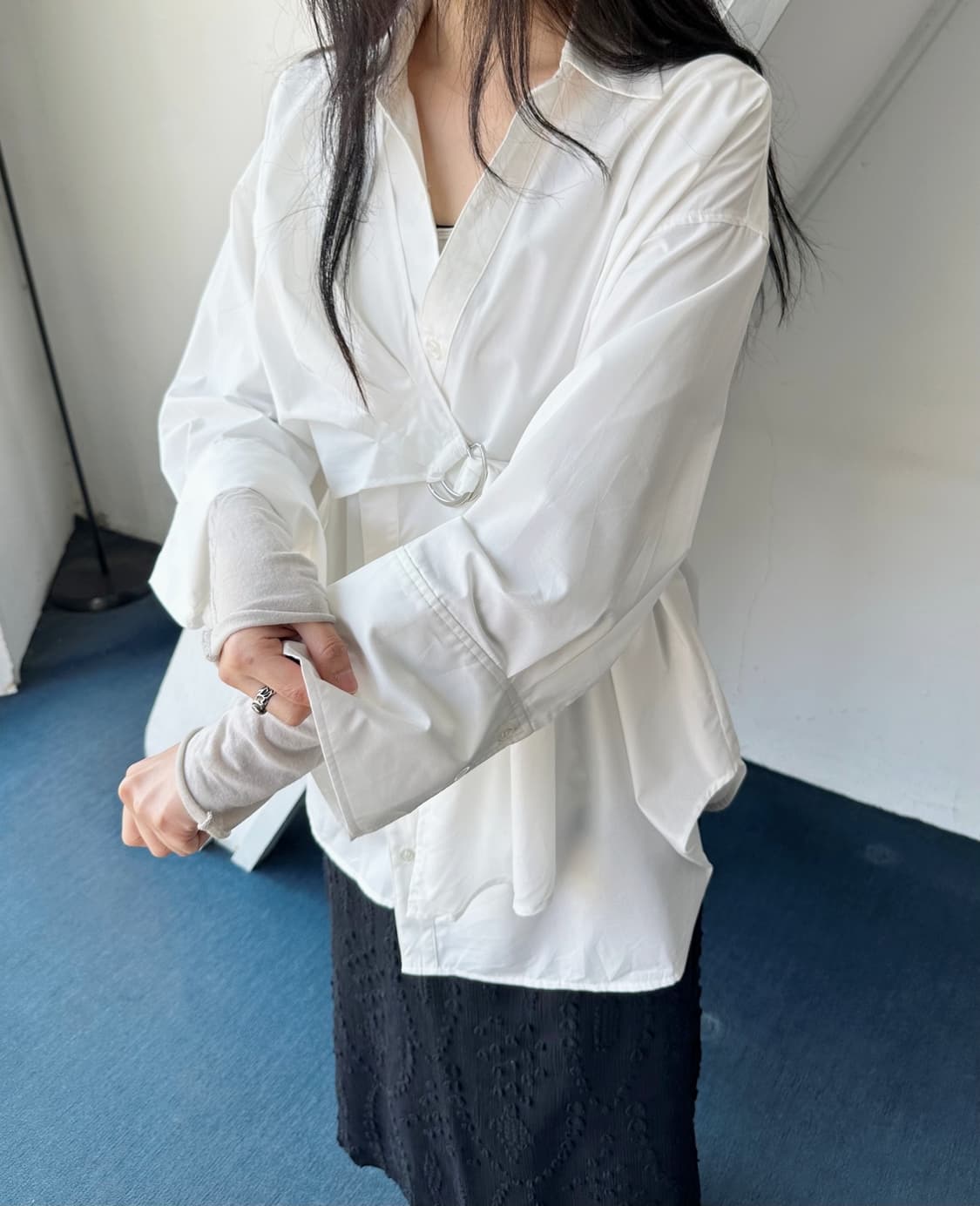 High gauge design belted panel shirt 상품이미지8