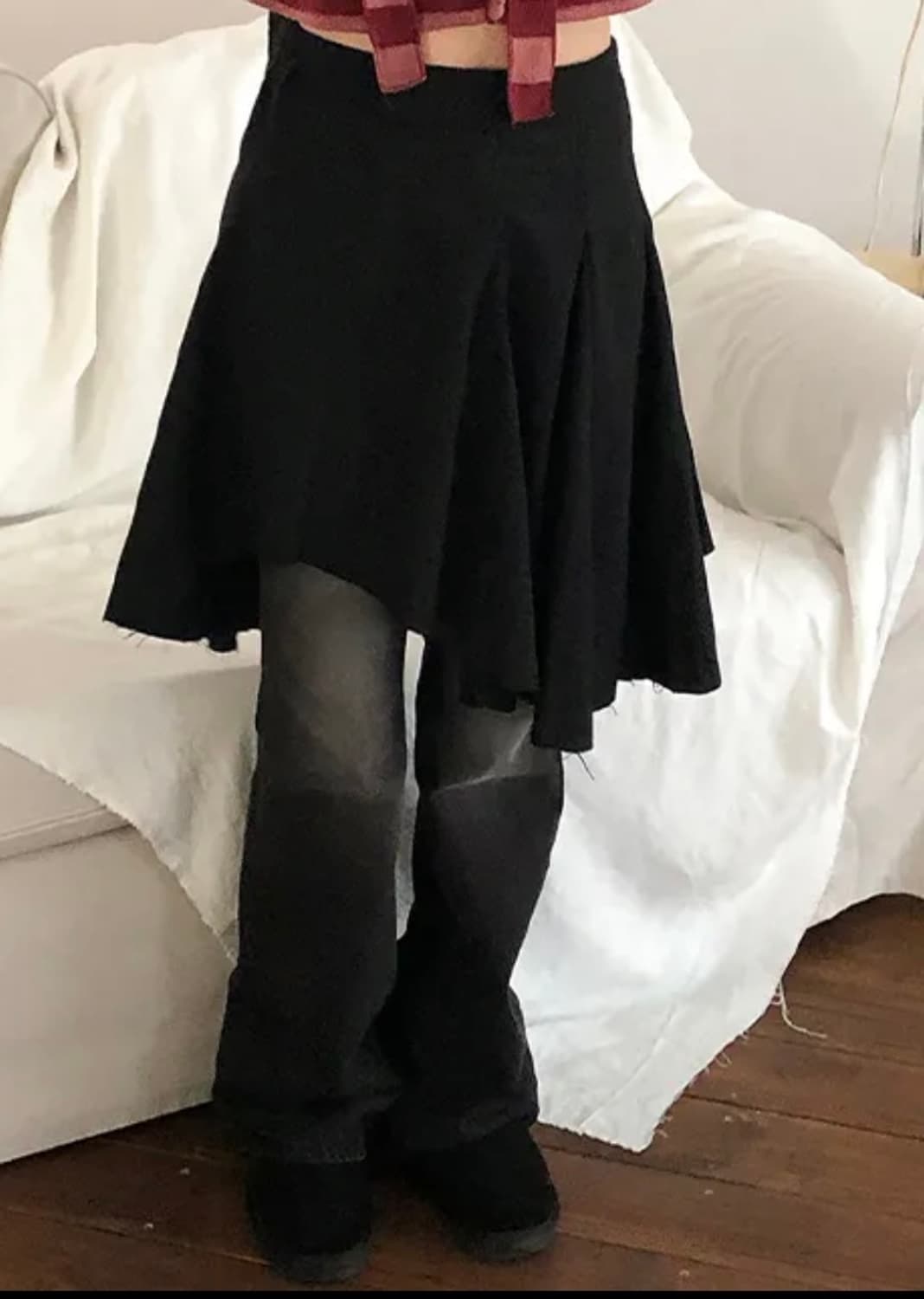 언발 빈티지 스커트 블랙 상품이미지1