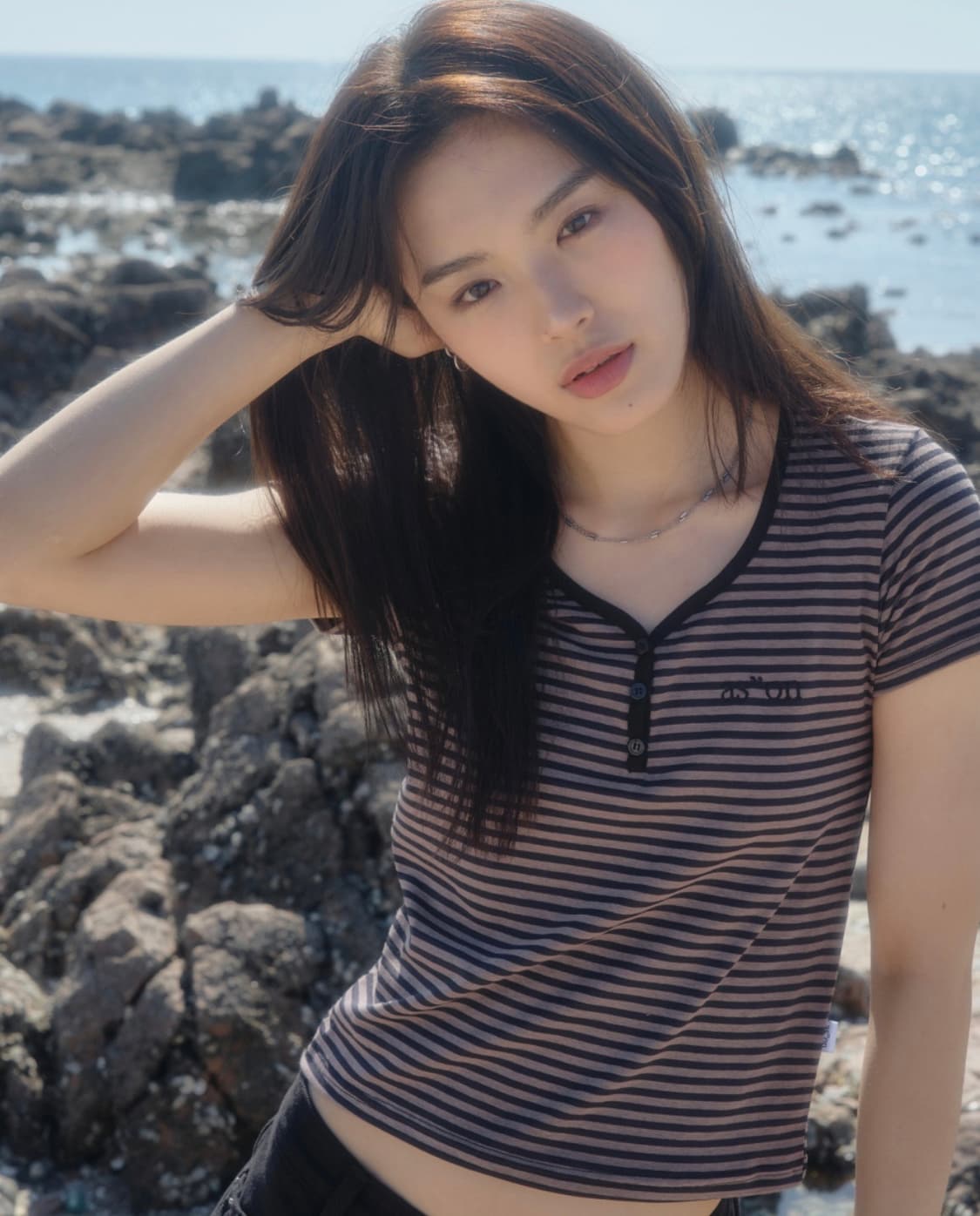 ason 애즈온 candy stripe t 반팔 스트라이프 블랙 상품이미지2