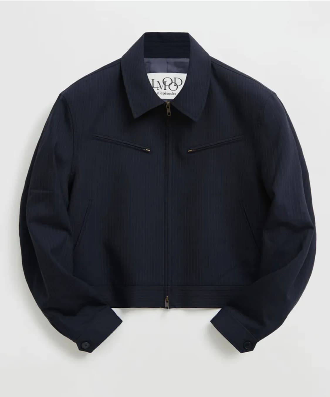 [48-새상품] 엘무드 리겔 울 실크 블렌드 스트라이프 자켓 다크 네이비 상품이미지2