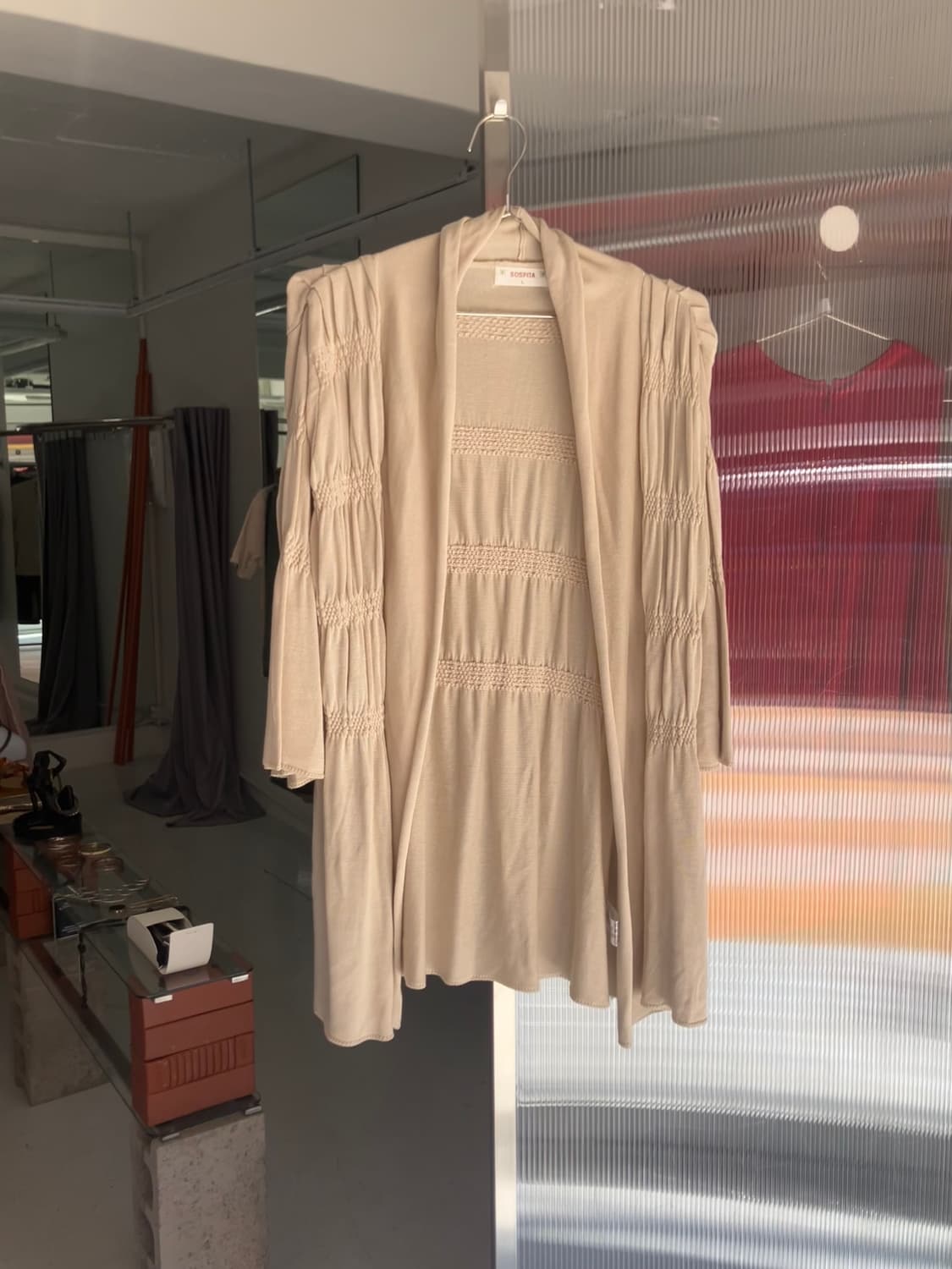 베이지 셔링 가디건  상품이미지1