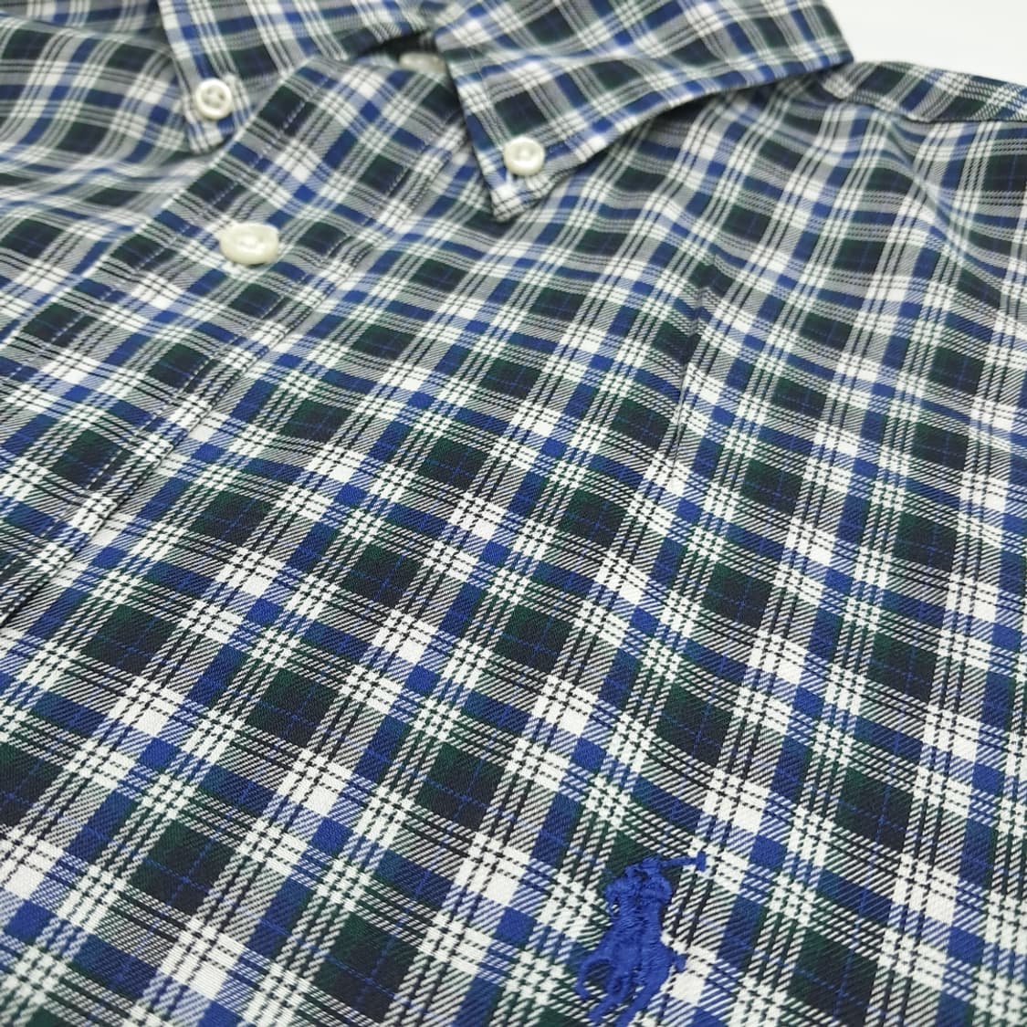 Co864 XL 폴로 랄프로렌 그린네이비 타탄체크 긴팔 셔츠 남방 상품이미지5