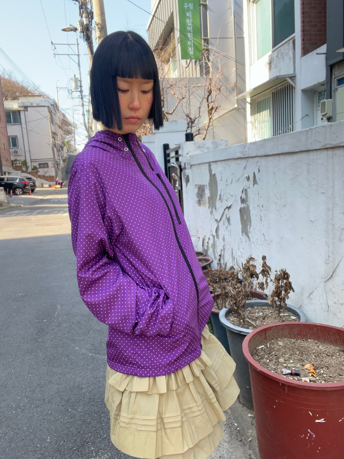 도트 무늬 퍼플 바람막이 상품이미지2