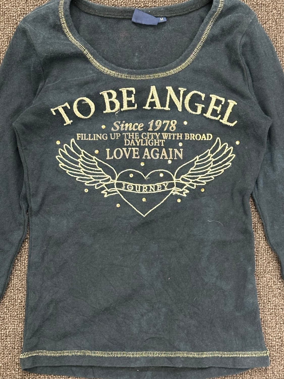 M)Japanese vintage 여성 자수 레터링 롱슬리브 상품이미지2