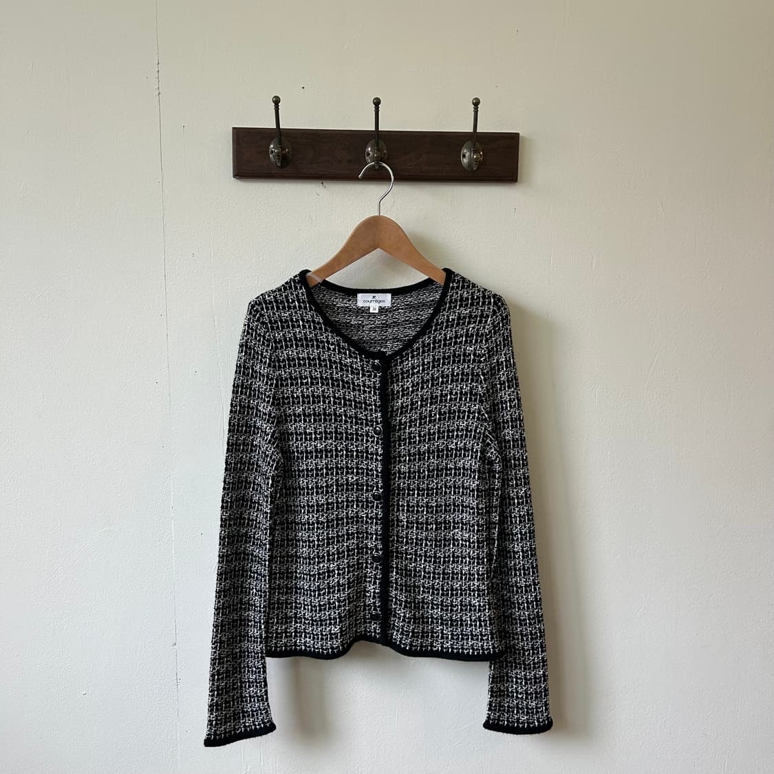 꾸레쥬 블랙 트위드 가디건 상품이미지4