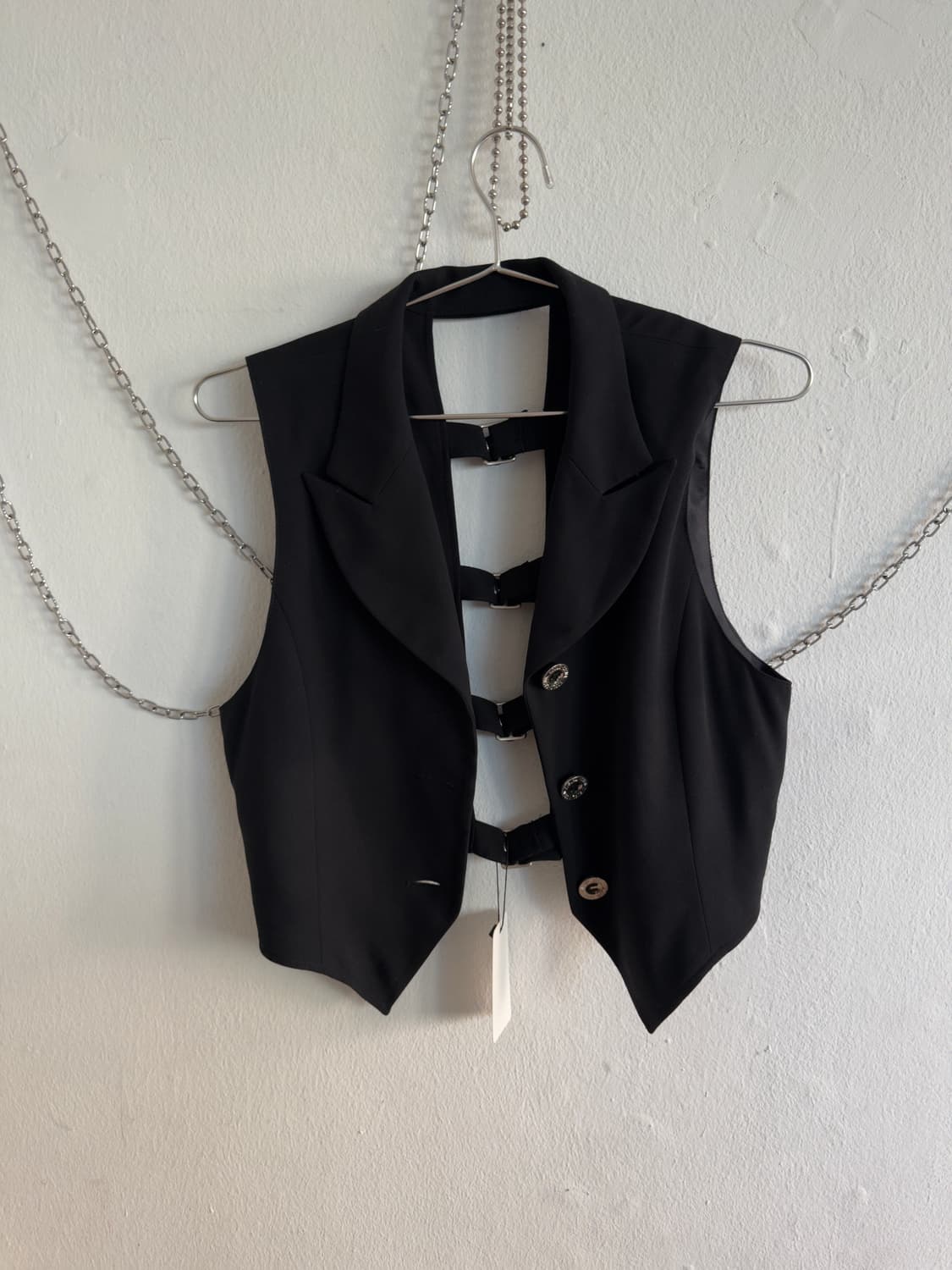 rare* JPN vtg 백슬릿 버클 레이어드 베스트 상품이미지3