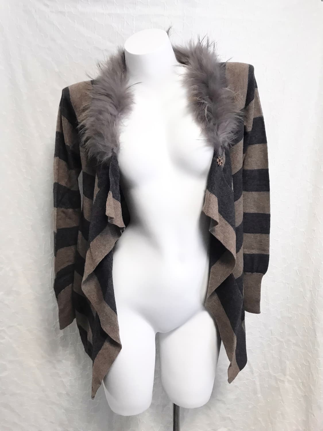 빈티지 00s y2k 라쿤퍼 드레이프 니트 가디건 상품이미지2