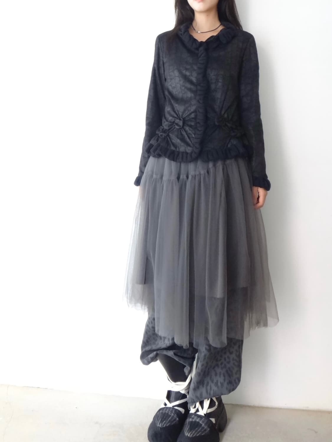 Flower pattern jacquard jacket / black 상품이미지5