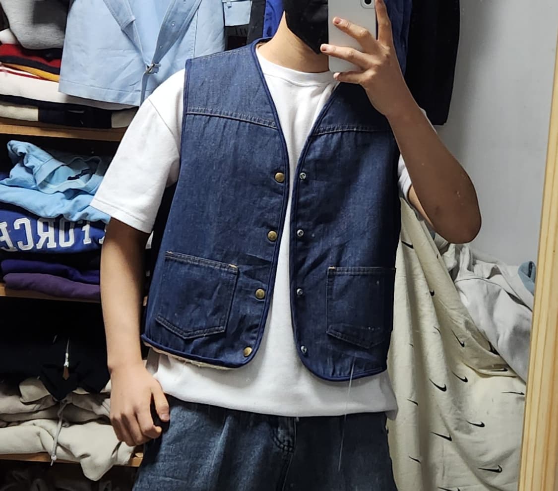 칼하트 80s 청 데님 안감 쉐르파 베스트 조끼 자켓 상품이미지8