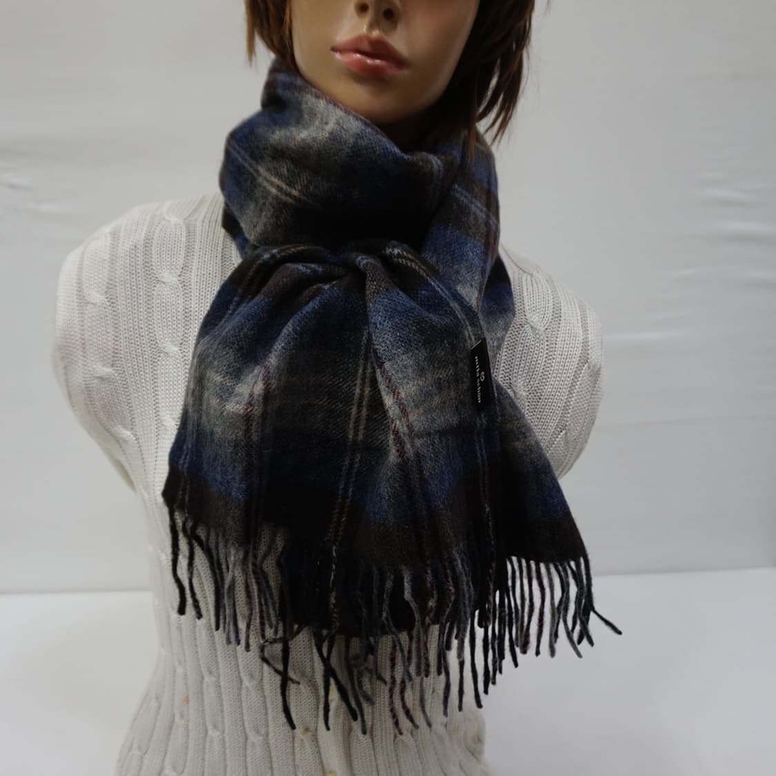 밀라숀 남성 캐시미어 울 체크 머플러 목도리 모직 사랑봉봉 상품이미지2