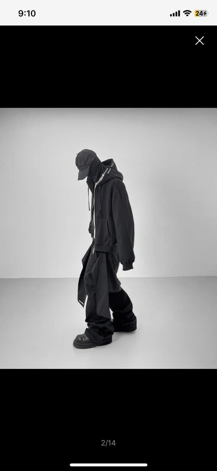 로어링라드 셔츠 지퍼 플레어 팬츠 블랙 상품이미지2