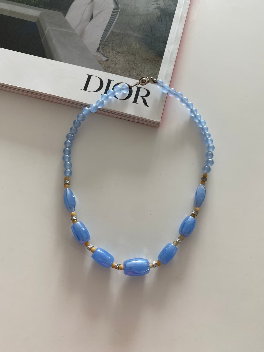 일본수입 비즈 스카이 블루 목걸이 상품이미지1