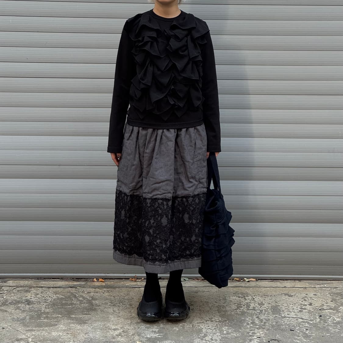 Gray Floral Lace Padded Skirt 상품이미지9