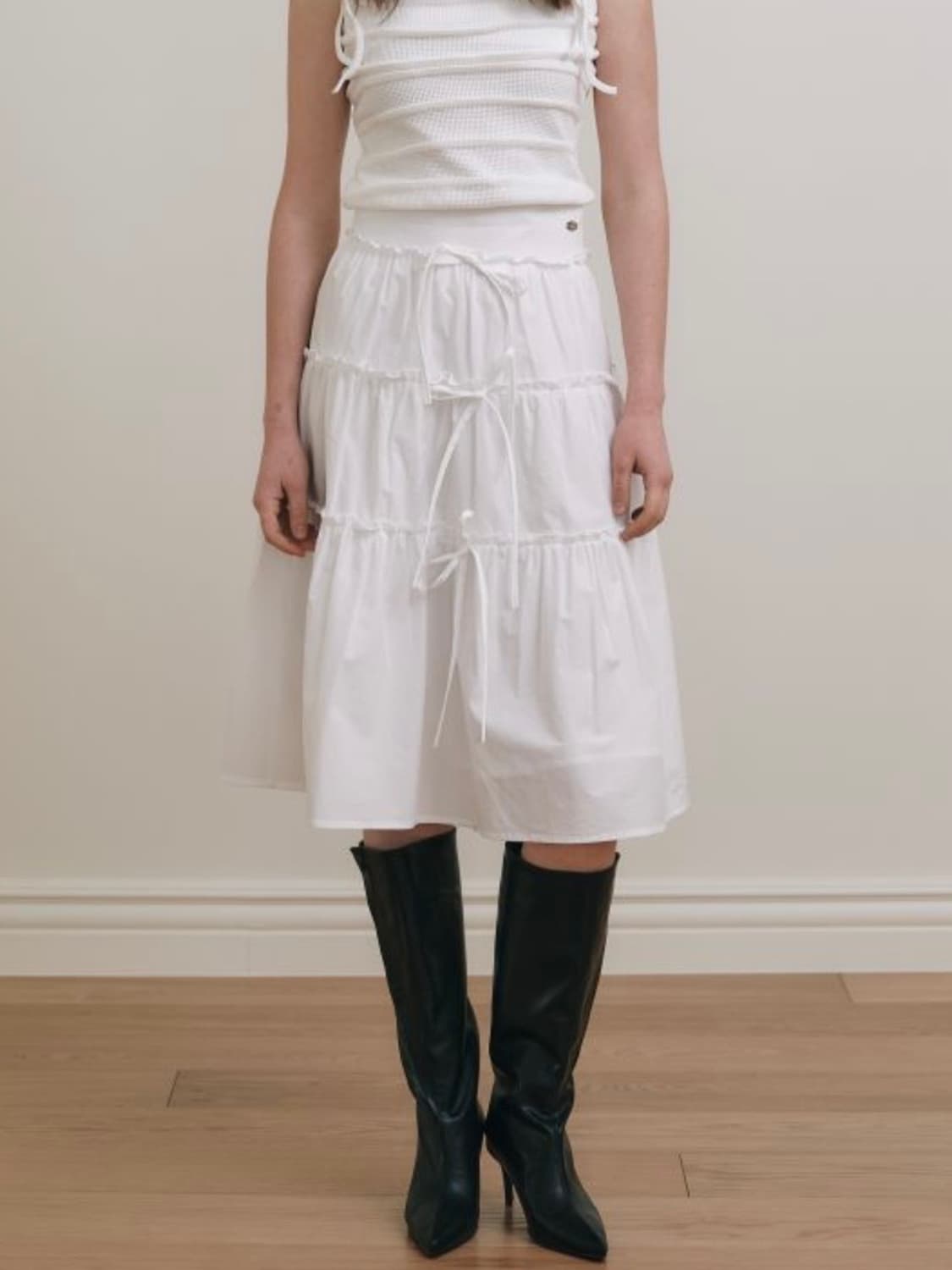 아미디 러플 리본 롱스커트 캉캉스커트 상품이미지1