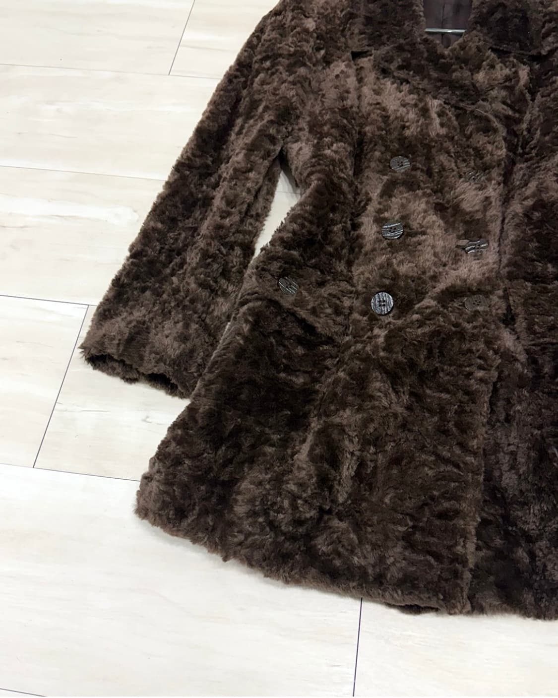 Deep Brown Fur Double Button Coat 상품이미지9