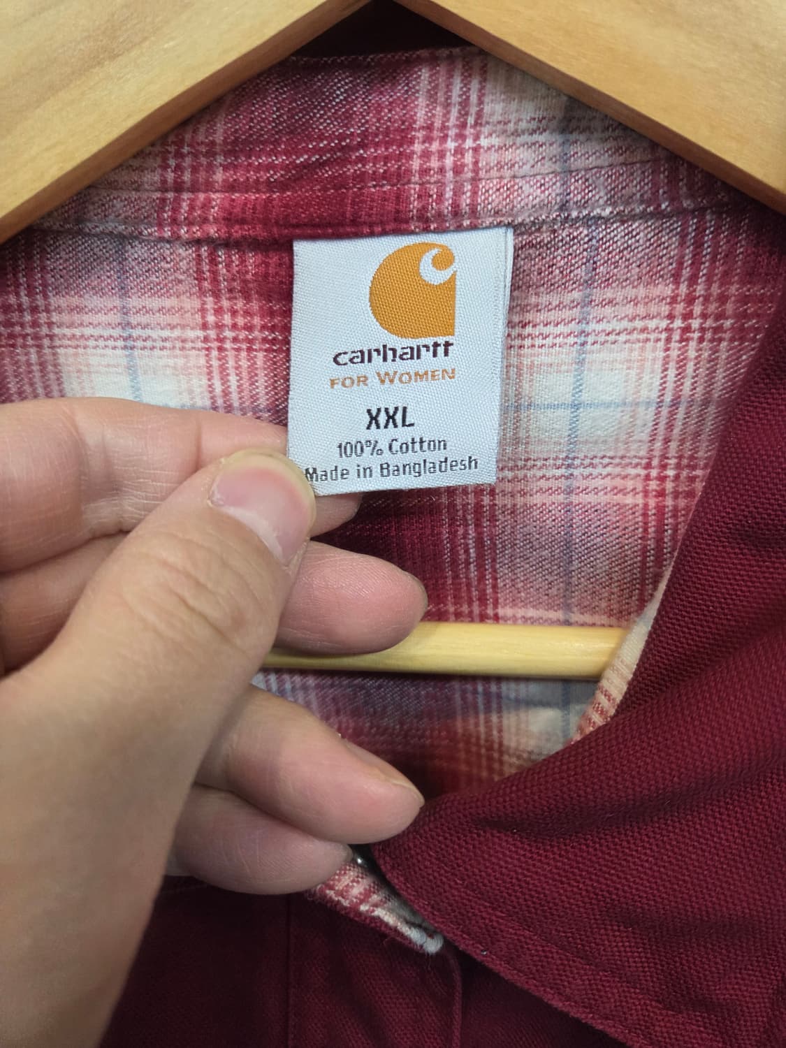 칼하트 여성 빈티지 플란넬 캔버스 셔츠자켓 버건디 xxl 레귤러  상품이미지3