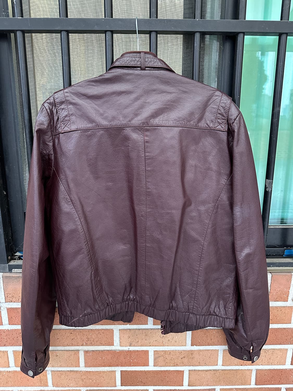 (실측M) 카우하이드 버건디 레더 자켓 상품이미지3