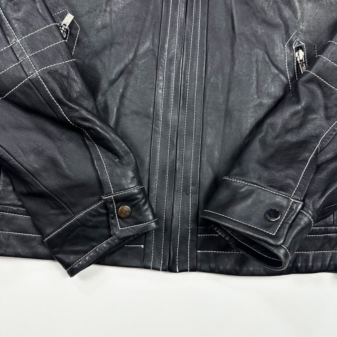 VTG 빈티지 양가죽 블랙 라이더 가죽자켓 (XL) 상품이미지5
