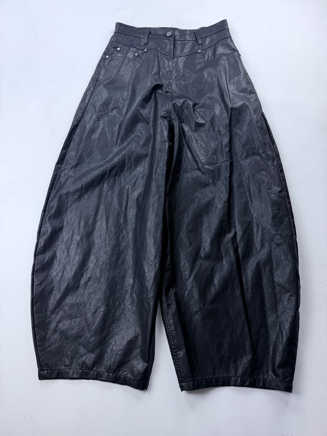 트리밍버드 Front Yoke Leather Pants [ Black ] 상품이미지2