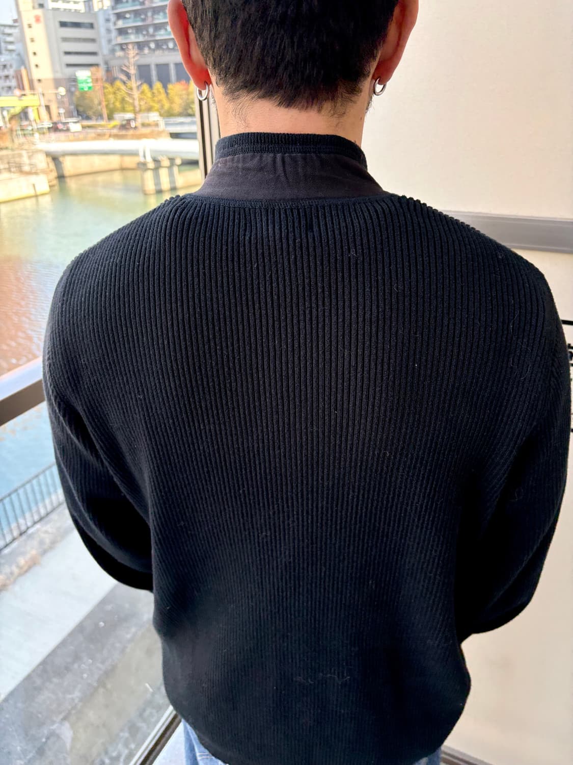 일본 브랜드 빈티지 반집업 블랙 니트 상품이미지4