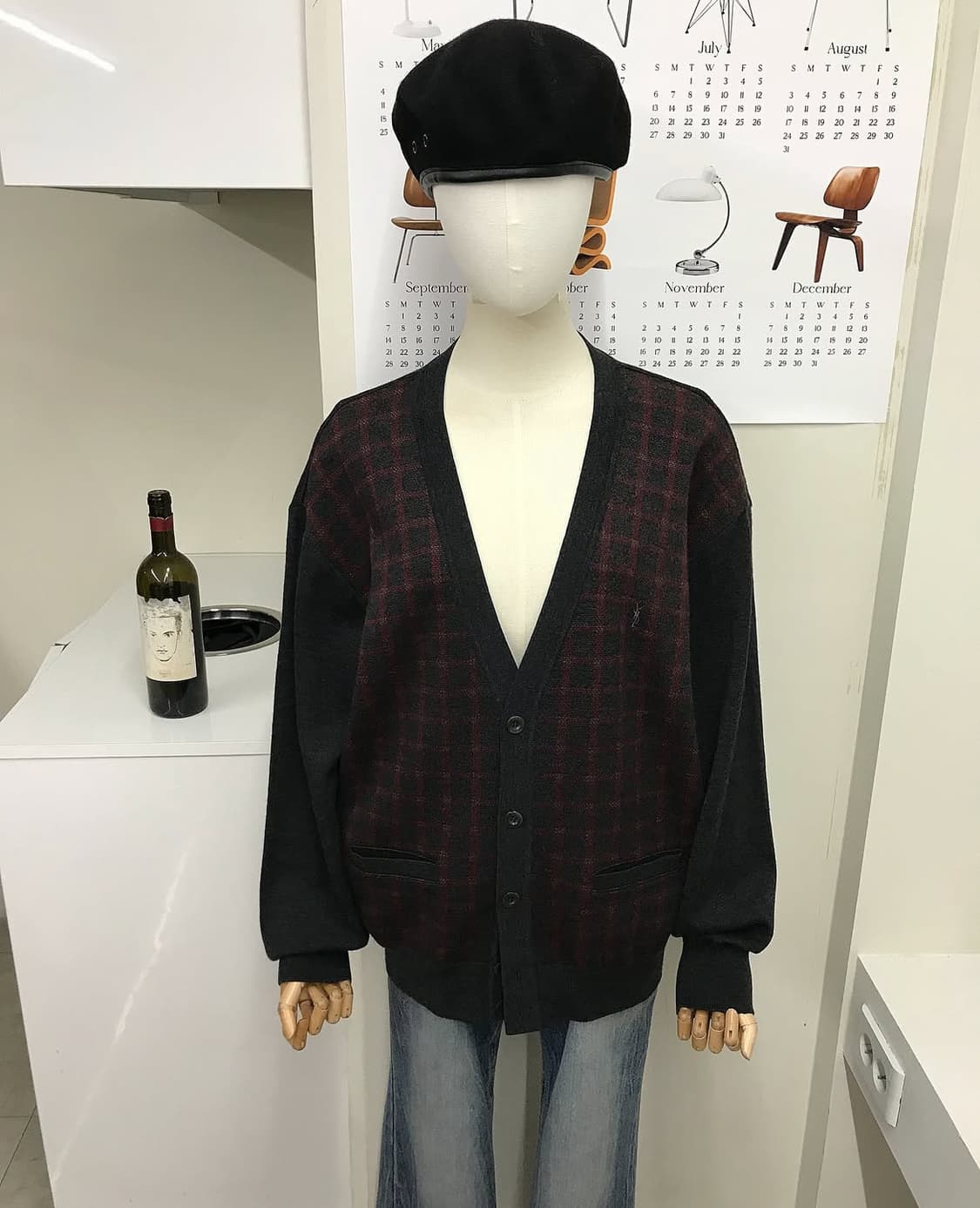 입생로랑 로고 울 가디건 상품이미지4