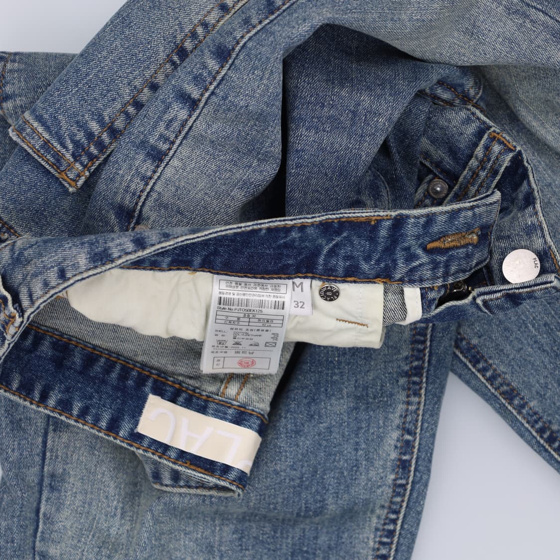 [32] 플랙 슬림 스트레이트 워싱 데님 진 팬츠 1211J1 상품이미지4