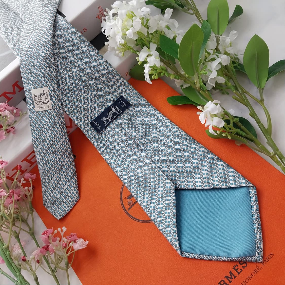 에르메스 실크 H 패턴 넥타이 9.4cm A+등급 K2117 상품이미지3