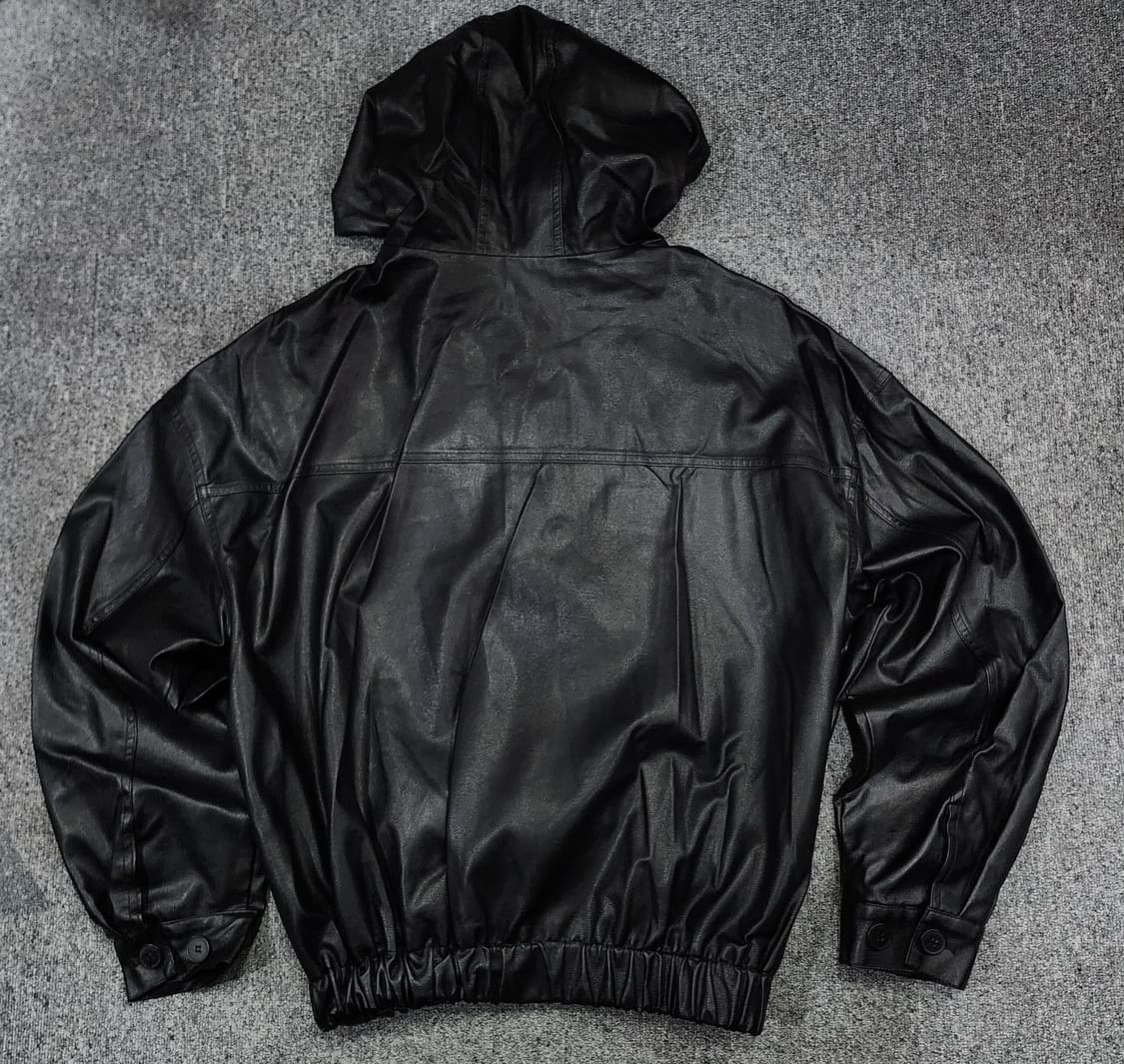 로웰 빈티지 비건 레더 오버핏 후드자켓 F 상품이미지2