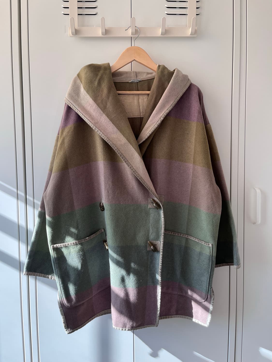 Vintage  후드 케이프형 투버튼 더플 코트 상품이미지6