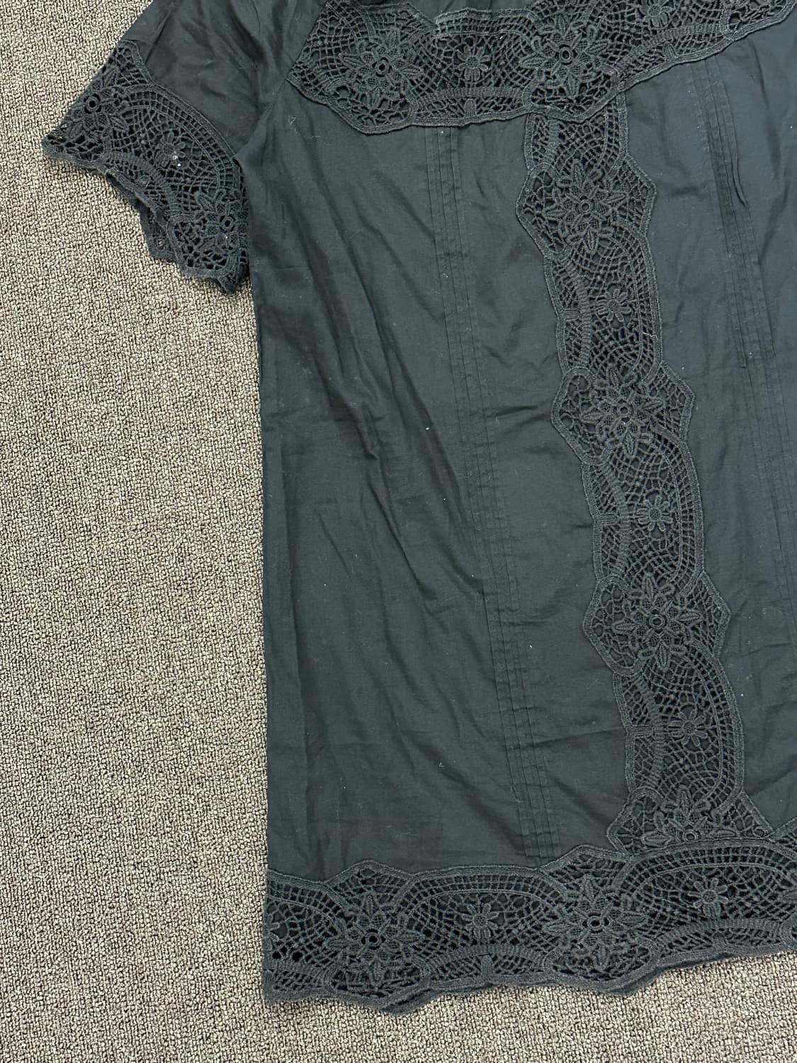 OS)Japanese vintage 레이스 자수 디테일 블랙 원피스 상품이미지3