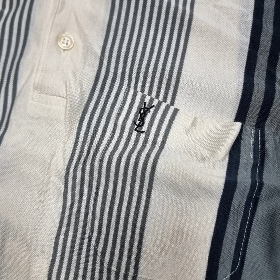 80s YSL 입생로랑 스트라이프 반팔 카라티(100) 상품이미지2